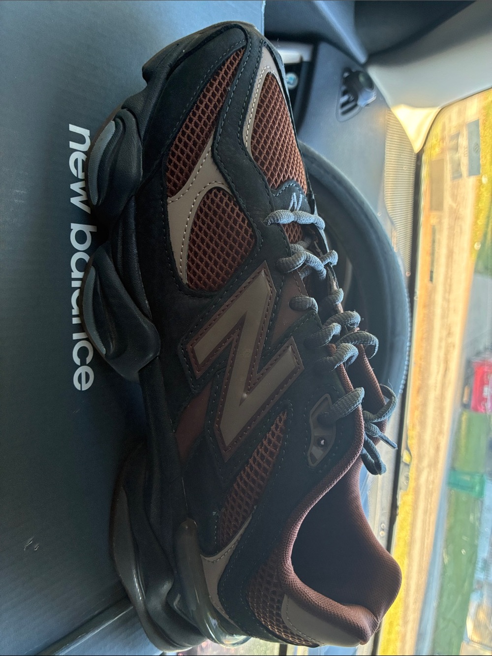 New Balance Men's Brown and Black Mesh Suede Sneaker